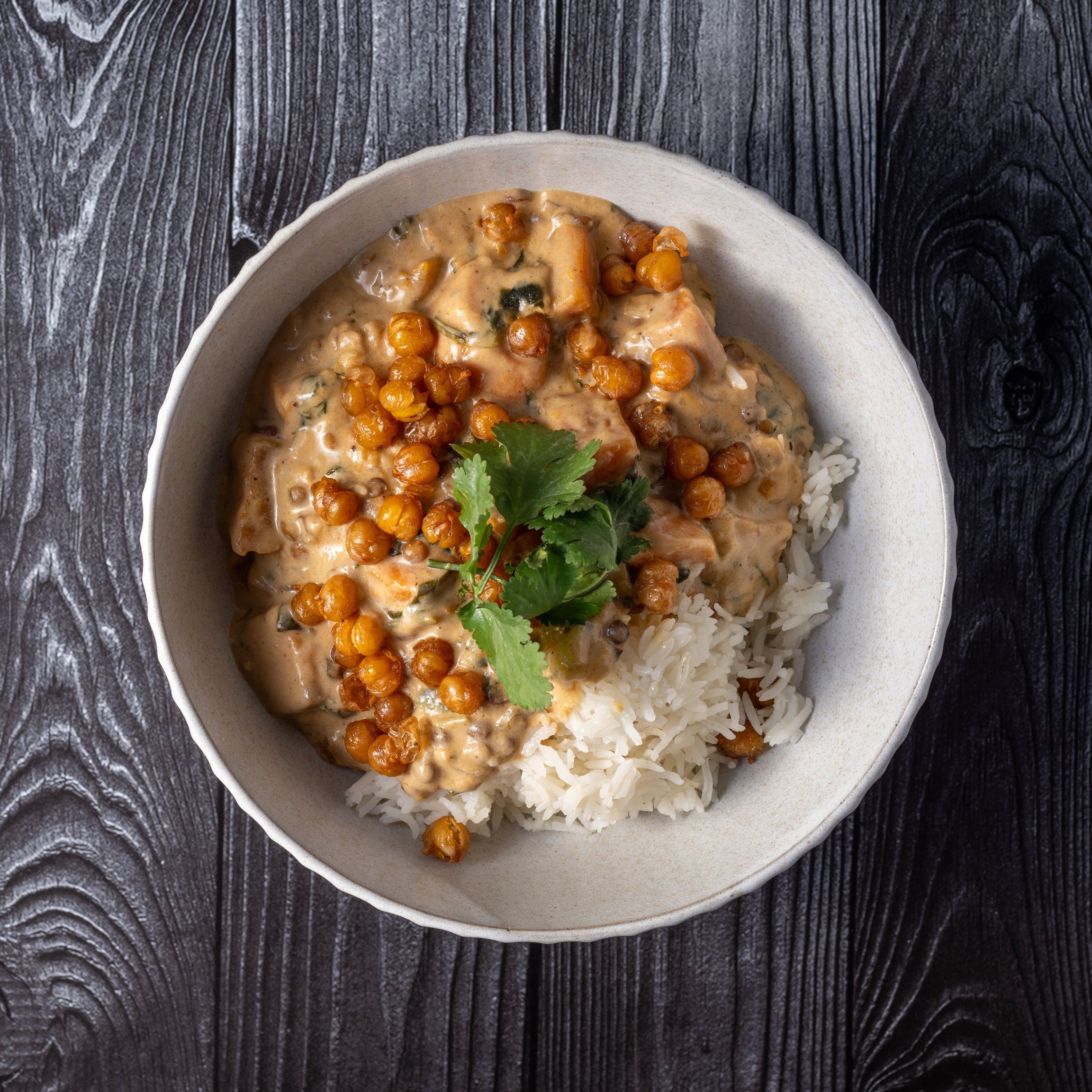 Kumara Lentil Curry with Sesame Chickpeas