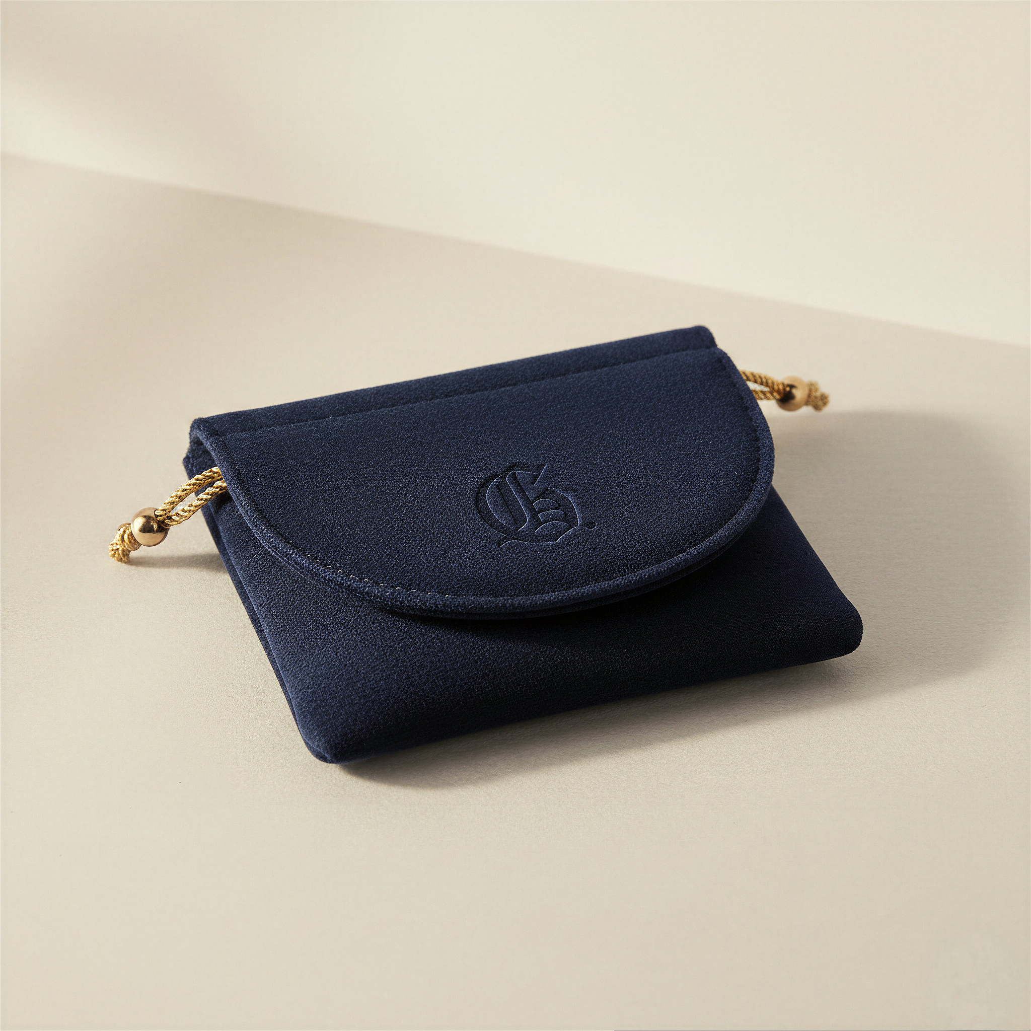 Velvet Pouch With Embossed Initial
